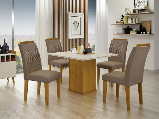 Mesa de jantar Napoli com 4 cadeiras L2227m