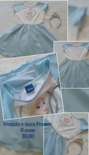 Vestido Frozen com Tiara - 8 Anos
