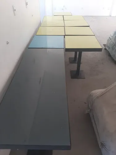 Mesa de ferro com tampo de vidro 5m, Bar, Quiosque, Lancheira, Restaurante  BARBADA