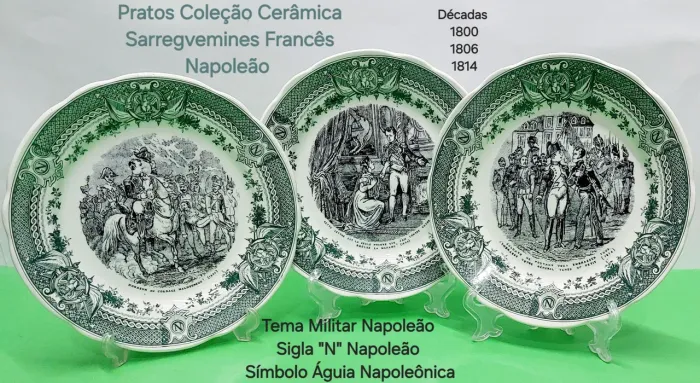 Pratos Vintage Coleção Sarregvemine' Francês Napoleão-3 Pças