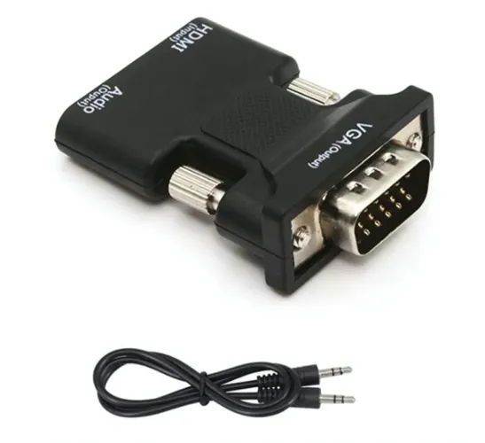 Conversor e Adaptador HDMI para VGA com adaptador de áudio, para PC, TV, monitor, projetor