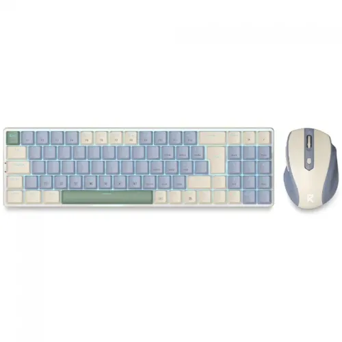  Kit Teclado e Mouse Sem Fio Gamer Redragon BS-8772 White and Blue - WZetta