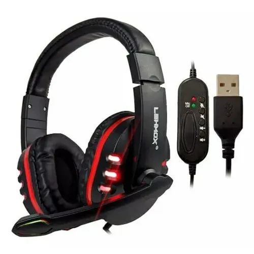 Headset Gamer com Microfone - Lehmox - Novo conexão porta USB para pc gamer
