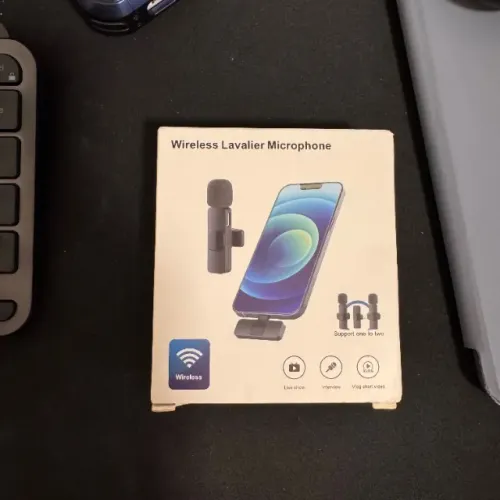 Microfone Lapela Sem Fio Preto Wireless Bluetooth Portátil (Lightning)