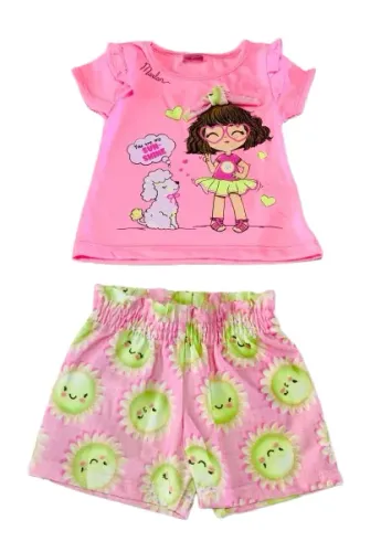 Conjunto Bebê Blusa E Shorts Meu Solzinho Com Aplique Marlan