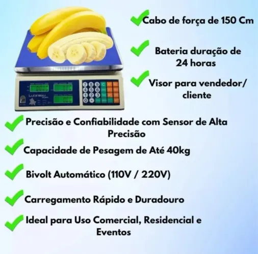 Balança Digital Comercial 40kg Visor Duplo Promoção Diversos modelos