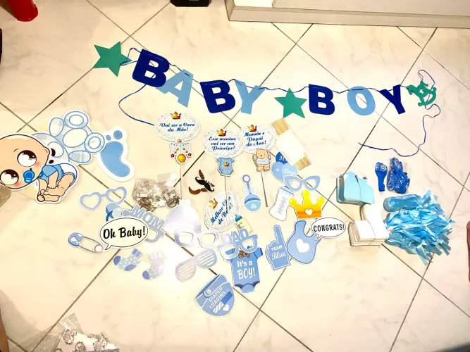 Decoraçao e lembrancinhas de chá de bebê de menino