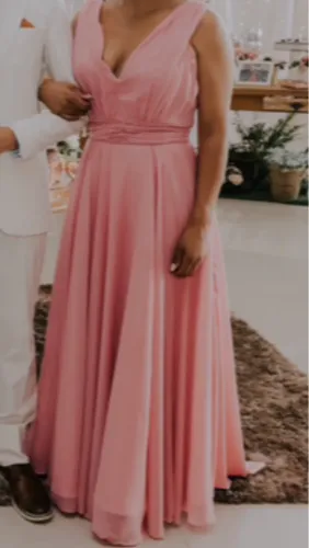 Vestido de festa rose longo 