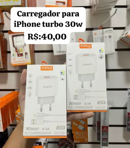 Carregador iPhone Turbo 30W - R$40,00