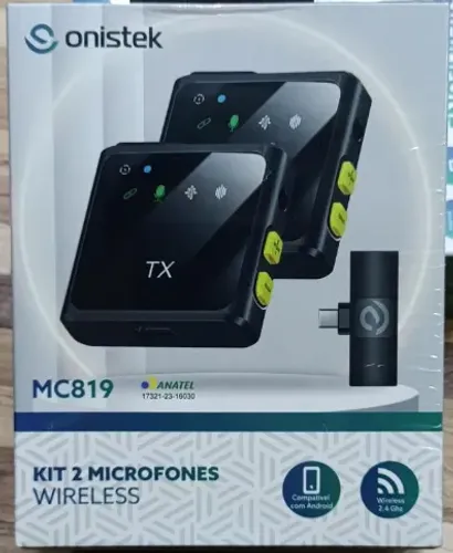 Microfone de Lapela Duplo Wireless Onistek ON-MC819 para Type-C