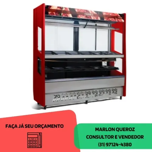 Balcão De Açougue Vertical 2M Vermelho Polar 220v Novo