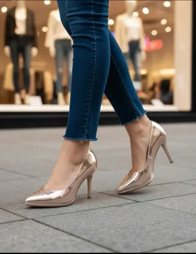 Scarpin Vizzano Metalizado bico fino ouro