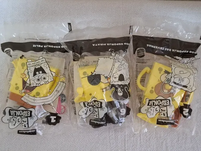Kit 3 Bonecos Bob Esponja - Burger King (Lacrados)