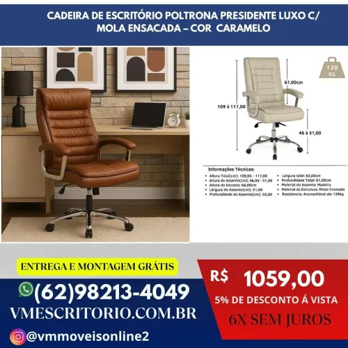 Cadeira de escritório Presidente com molas ensacadas