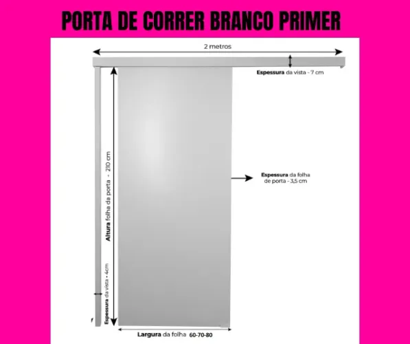 Kit porta de correr branca - com ferragens e puxador cod52
