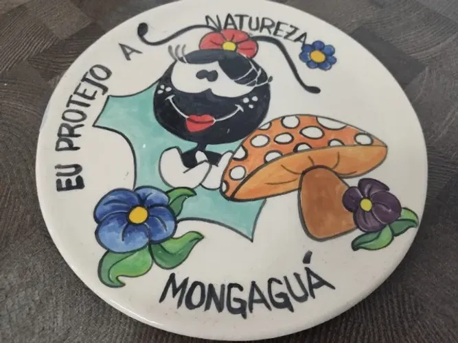 Prato Decorativo Lembrança de Mongagua Natureza Pintado a Mão 19 cm 
