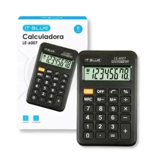 Mini Calculadora De Bolso Digital 8 Dígitos Cor Preta It-Blue LE-6007