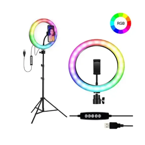Ring Light RGB Completa com Tripé 2,10m | Nova
