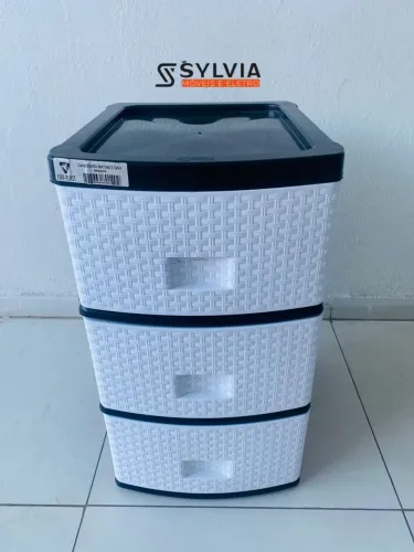 Gaveteiro Ratan 3 Gavetas Branco - Organização e Estilo!