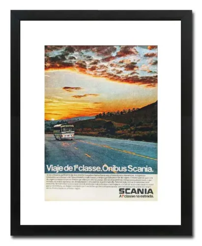 Ônibus antigo Cometa Scania - Quadro / pôster decorativo, propaganda original de revista