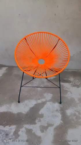 Cadeira redonda de ferro maciço liso com espaguete 