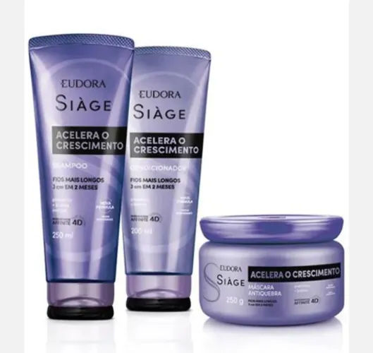 Kit Siàge Eudora Acelera o Crescimento - Shampoo, Condicionador e Máscara