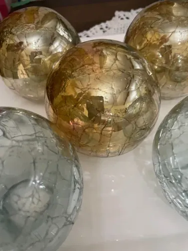 Jogo de 5 Esferas Decorativas em Vidro Craquelado