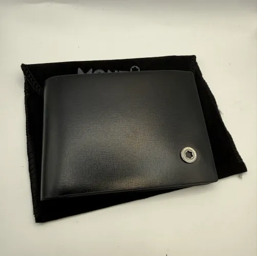 Carteira Masculina Premium em Couro Legítimo Preto | Montblanc Clássico e Sofisticado