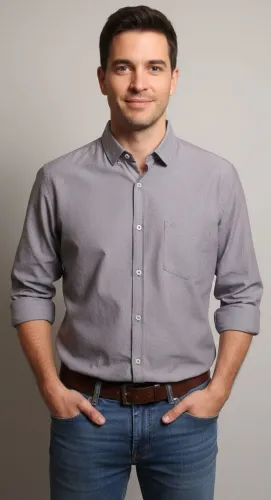 Camisa Social masculino azul marinho Vila Romana