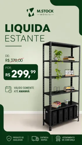 Estante de aço reforçada preta