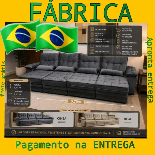 PROMOÇÃO SOFÁ RETRÁTIL E RECLINÁVEL 3.75M DE LARGURA GIGANTE DIRETO DA FÁBRICA