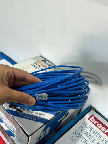 Cabo de Rede Internet 20 Metros RJ45 Azul CAT.5e 100% cobre