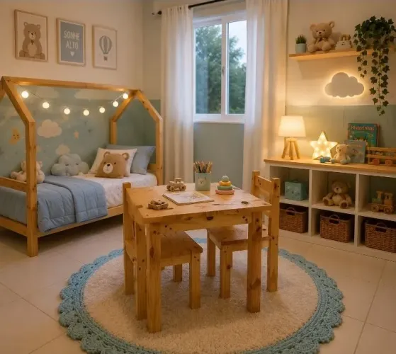 Mesa de madeira infantil