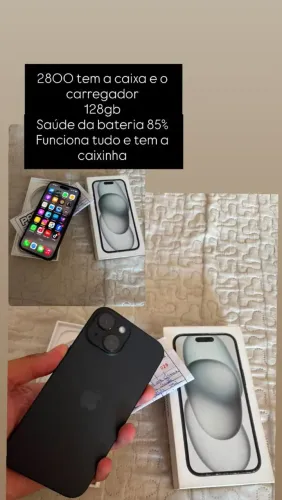 Vendo iPhone 15 seme novo, com capa carregador