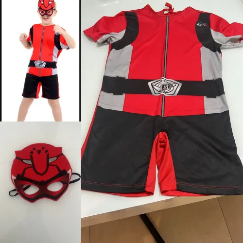 Fantasia power rangers - vermelho - tamanho G infantil