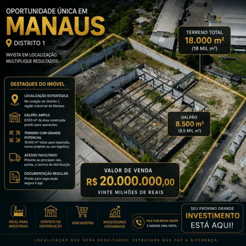 Terreno  para venda com 8500 metros quadrados em Distrito Industrial I - Manaus - AM