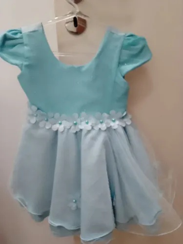 Vestido bebê de festa azul claro 