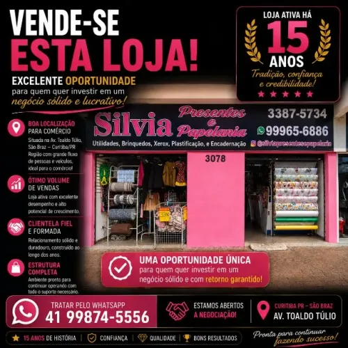 Loja na Av. Vereador Toaldo Túlio com 100m² Bairro São Braz, Curitiba. Aberto a Negociação