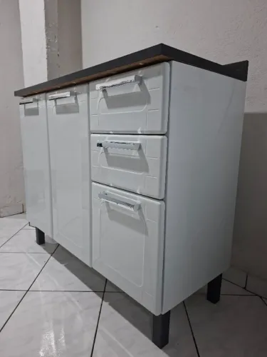 Balcão cozinha aço 105x45cm branco