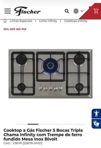 COOKTOP FISCHER INOX 5 BOCAS - LACRADO