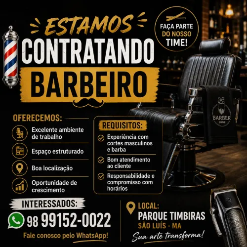 Vaga para Barbeiro - Parque Timbiras | São Luís - MA