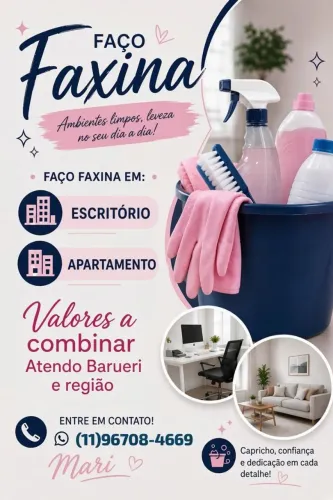 Faço FAXINA (apartamento e escritório)