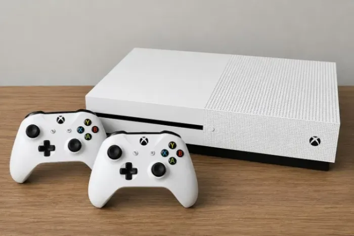xbox one s usado com 2T 2 controles um quebrado e o outro em semi perfeito estado