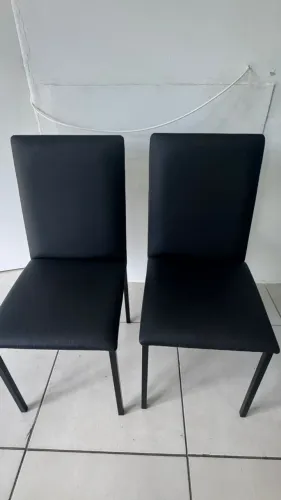 Conjunto De 2 Cadeiras Ciplafe Dubai Tubo Preto Fosco Cor Do Assento Linho Preto