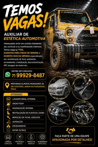 Vagas p Auxiliar De Estética Automotiva
