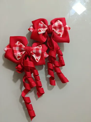 Par de Laços com Espiral Artesanal Infantil
