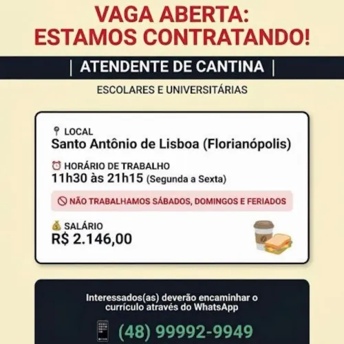 ATENDENTE de CANTINA