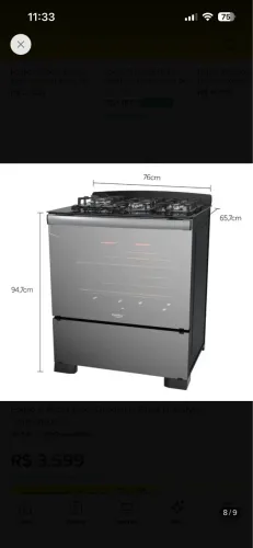 Fogão 5 Bocas Dako Diplomata Glass Grill Style Timer Bivolt
