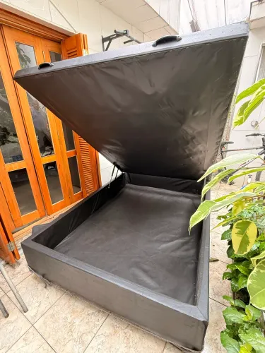 Cama Baú Casal Box com Pistão a Gás | Grande Espaço para Armazenar