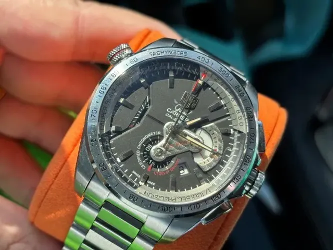 relógio tag heuer máquina 100% funcional cronógrafo 45mm usado sem marcas